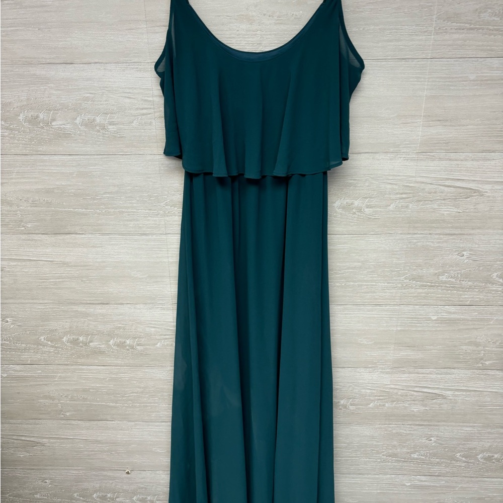 | Show Me Your MuMu | Caitlin Ruffle Maxi Dress Deep Jade Chiffon. Size S.* - Picture 6 of 9